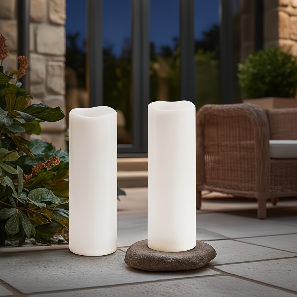 Image of 2pcs Flameless Flickering Realistic Led Pillar Candles | Battery Operated With Remote Control And Timer For Valentine's Day, Wedding, Easter, Halloween, Christmas, Home Fireplace Decor