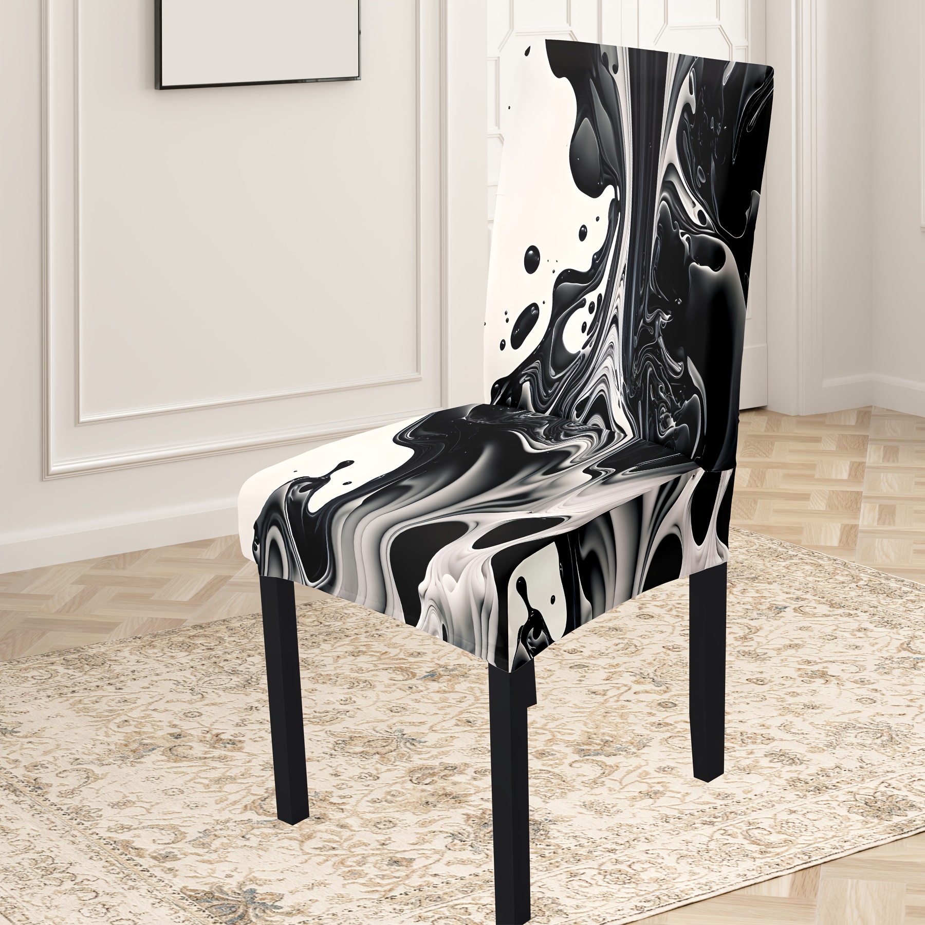 

Elegant Marble Print Chair Covers Set of 4/6, Classic Stretch Slipcovers with Elastic Band, Machine Washable Polyester & Spandex Blend, Decorative & Protective, Suitable for Various Occasions