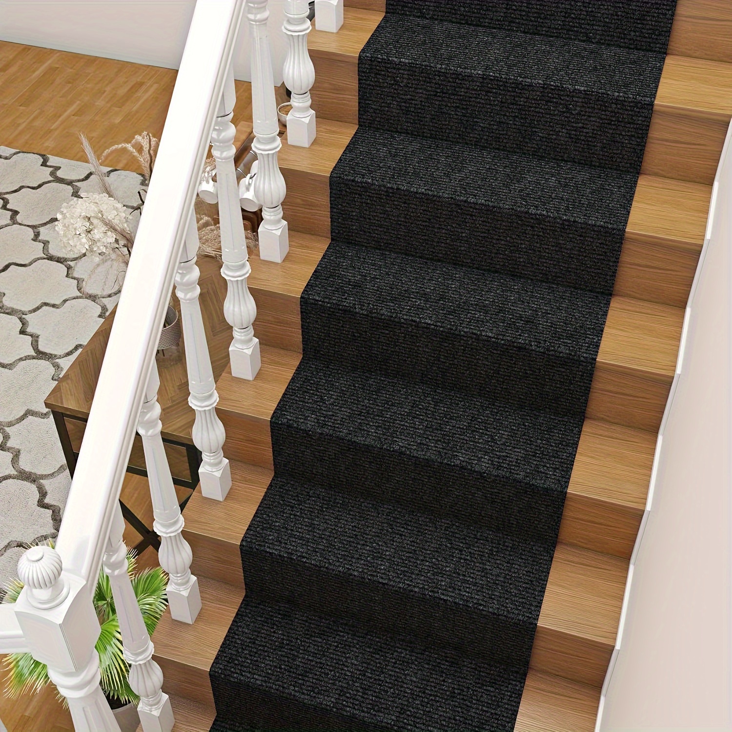 1 Rolle 60,96X182,88 cm/60,96X365,76 cm Teppichrolle Große Matte mit befestigter Polsterung für Schlafzimmer Wohnzimmer Außen Waschbarer Teppich Fliesen Rutschfest Weiche Polster Teppich Fliesen