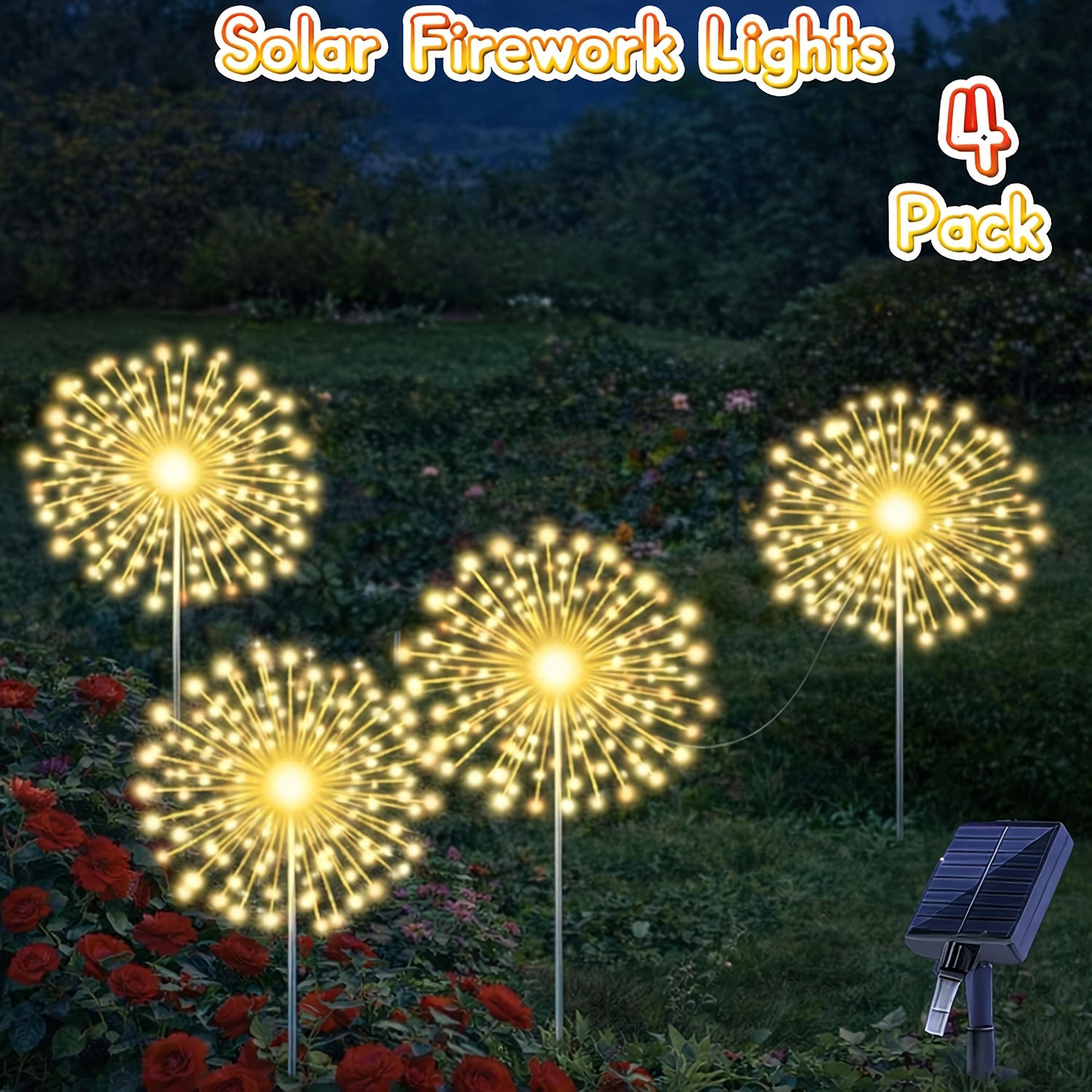8pack6pack4pack1pack Solar Firework Lights, 480/360/240 Led Solar Garden Lights, 8-mode Courtyard Lights, Ip65 Flashing Mini Lights Ideal For Garden , Lawns, Pools, Patios, And Christmas Decorations