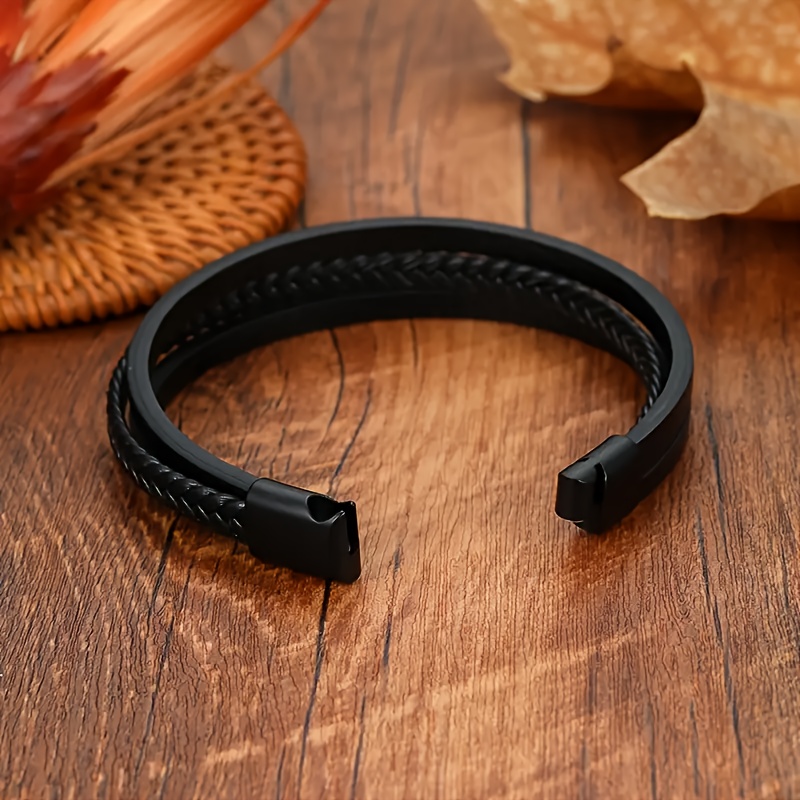 Men's Double Layer Faux Leather Bracelet Retro Accessory
