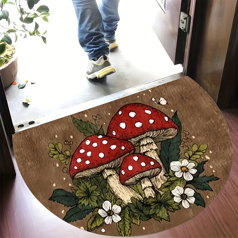 TEMU 1pc Pattern Door Mat, Semi-circular Rug, Machine Washable, Easy To Clean, Suitable For Living Room, Bedroom, Hallway, Kitchen, Etc., Decor,