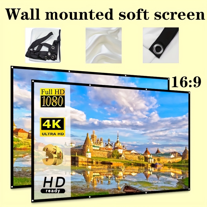 

Portable Outdoor Projection Screen - Foldable, Easy-store Design With 60/72/84//120/150 Inch Sizes , Material For Home Theater & Recording Devices