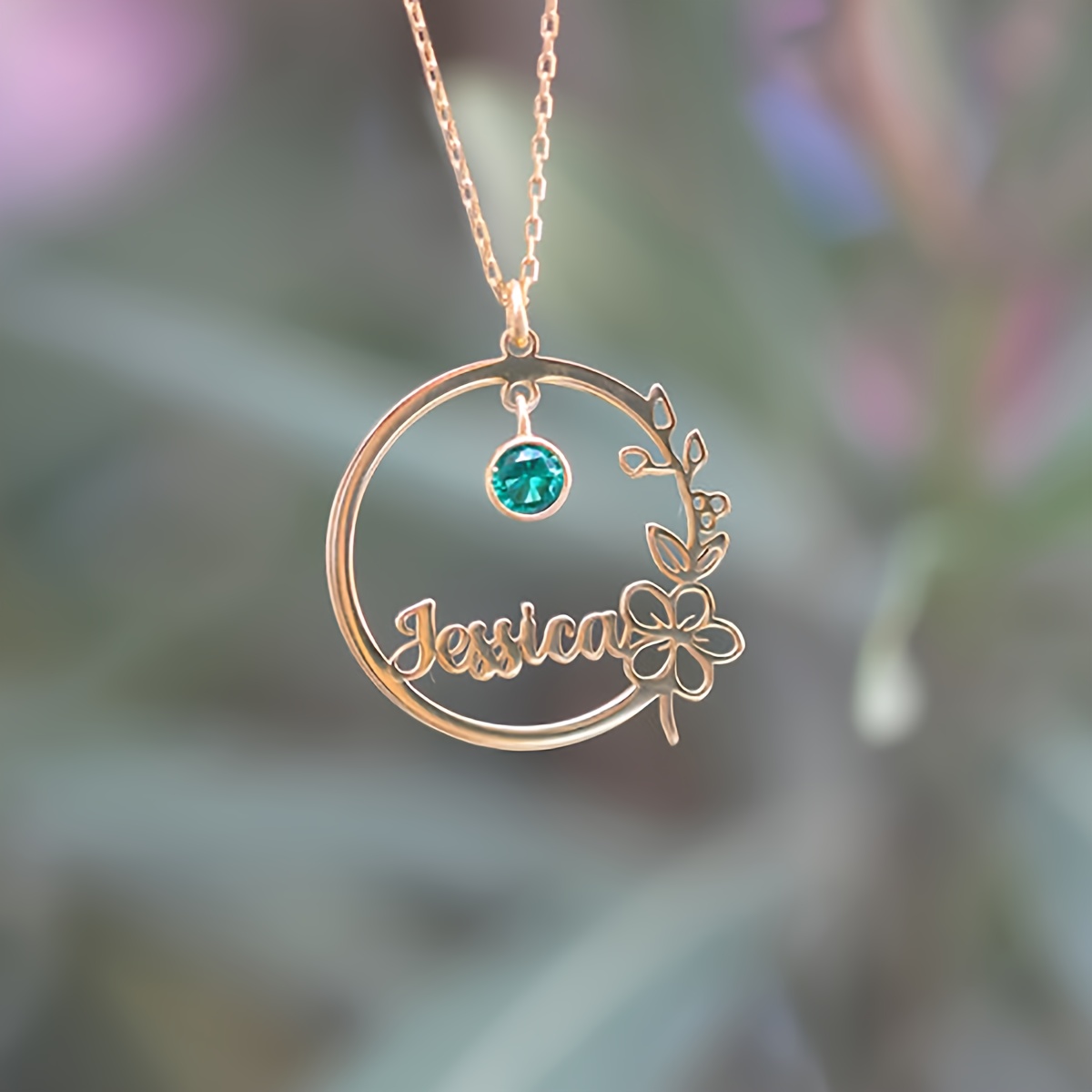 Personalized Birth Flower & Gemstone Necklace for Women