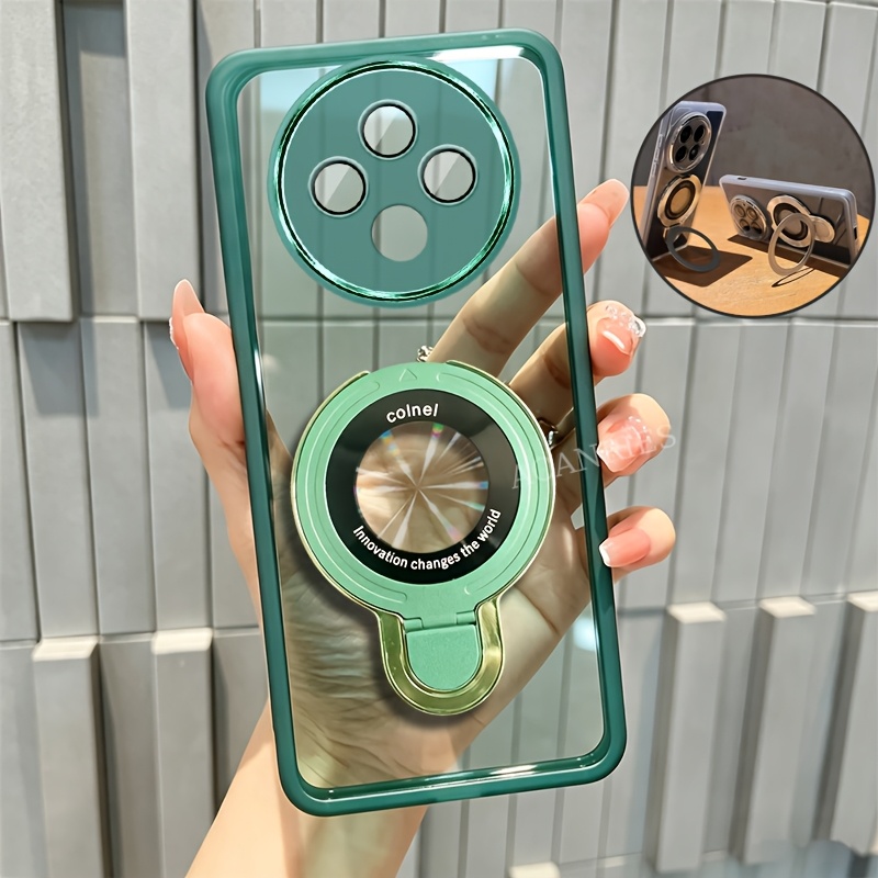 TEMU Coque de téléphone - Coque ACANRIES pour Oppo Reno 12 F/ Reno 12 Fs 5G avec support magnétique pliable, luxe, fille, homme, transparent, TPU