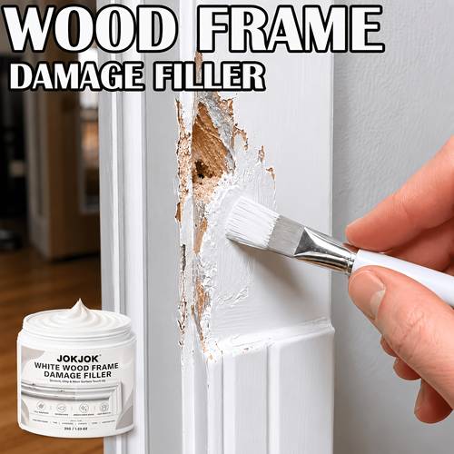 wood frame damage filler refresh scratched worn wood door frames trim furniture edges white wood repair paste helps cover chips scuffs surface damage for a cleaner smooth looking finish around your home
