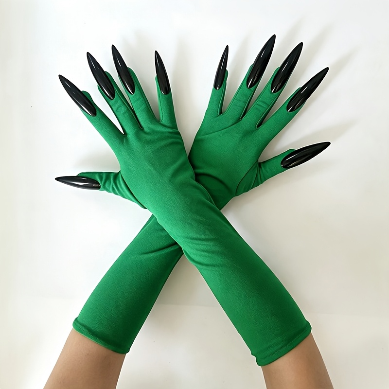 TEMU Nanatongxue Guanti a Intere da Donna in Stile - Guanti Elastici con Unghie Lunghe Adatti per Costume da Strega di Halloween, Spettacoli da ,