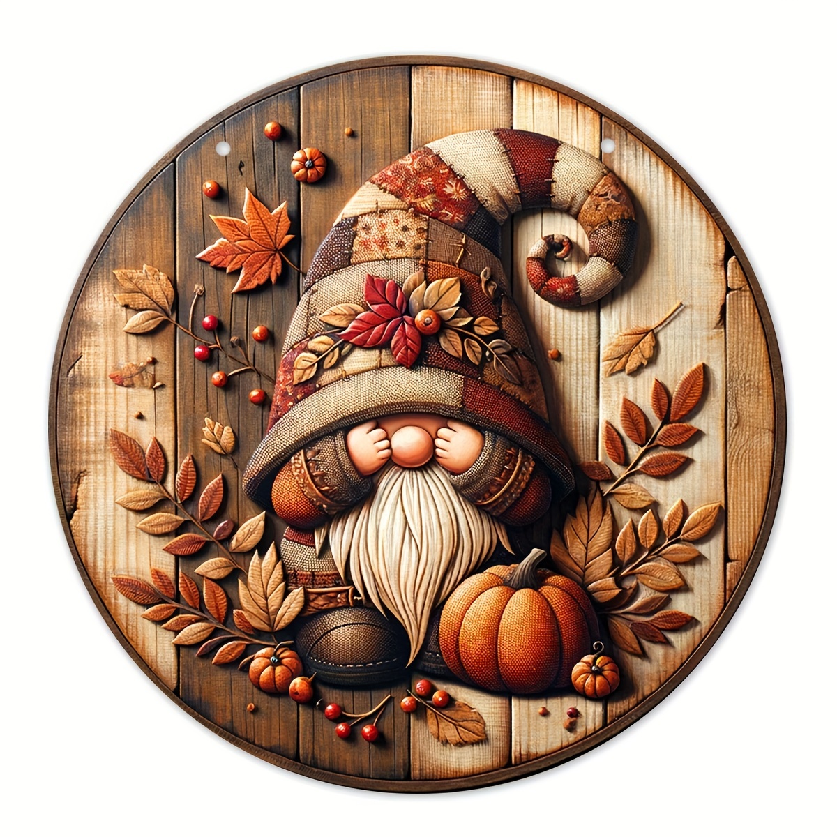 

Thanksgiving Gnome Autumn Wreath Decor Vintage Pumpkin Sign, 7.9-inch Manufactured Wood Yard Sign, Multipurpose Wall Hanging For Farmhouse Home Kitchen Garden Patio Indoor Outdoor Art Decoration