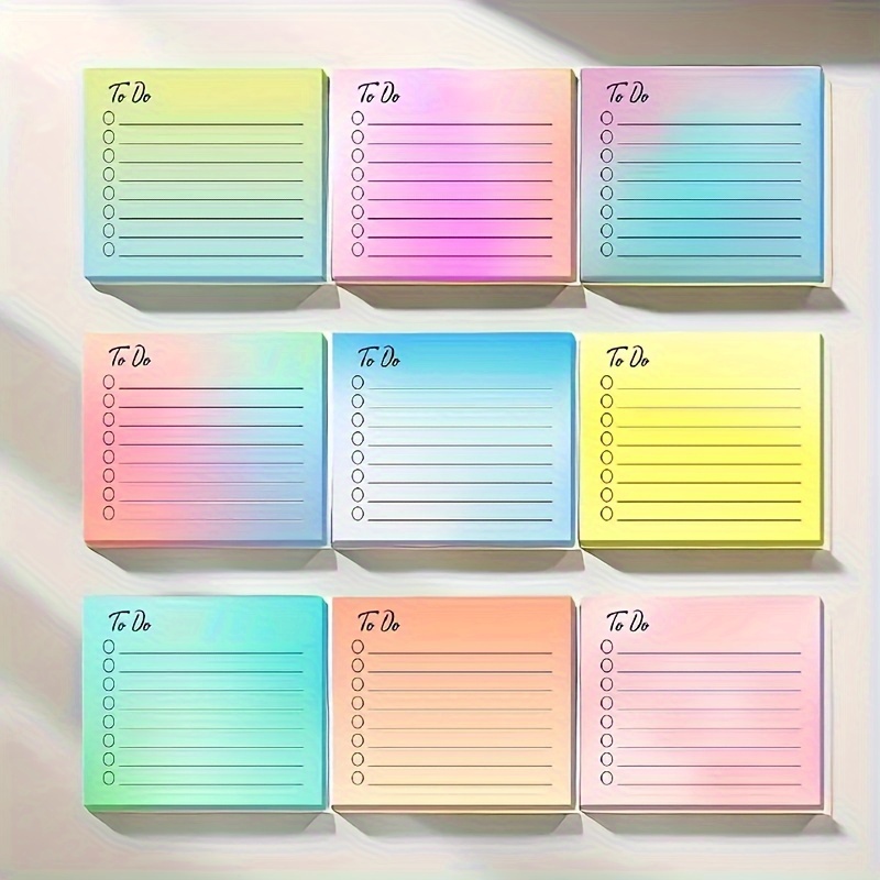 

1/3pcs, Notes To-do List Stickers Gradient Color Lined Self-adhesive Memo Pad, Back To School, School Supplies, School, Stickers, Beautiful School Supplies, Stationery Random Color