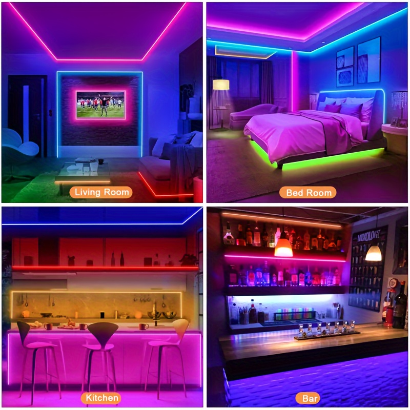 130 英尺（20 米×2）led 灯条，带 44 键遥控器、多色 rgb led 灯、卧室、房间、电视、diy 装饰的变色 led 灯条（44 键遥控器 +65ft x2） 详情 6