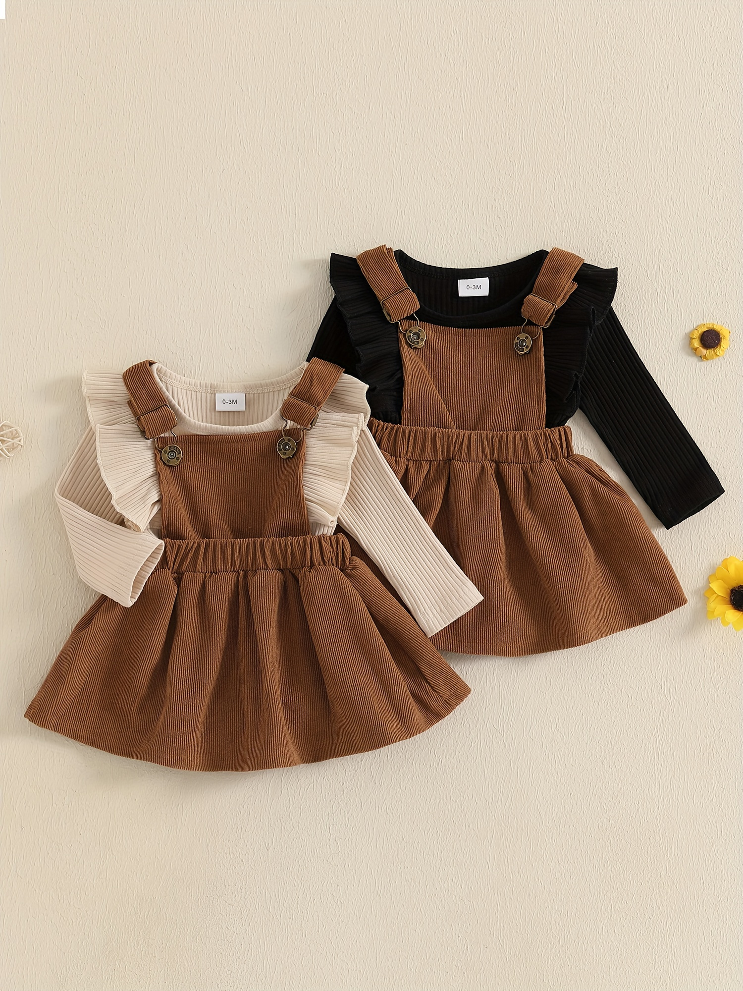 0 18 months baby girl fall outfit solid long sleeve - Temu