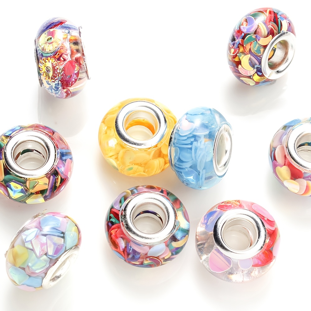 

20pcs Acrylic Sequin Beads, 9x14mm, Large Hole, Assorted Colors, Decorative Fashion Beads For Making, Necklaces, Bracelets, Earrings, Handmade Crafts