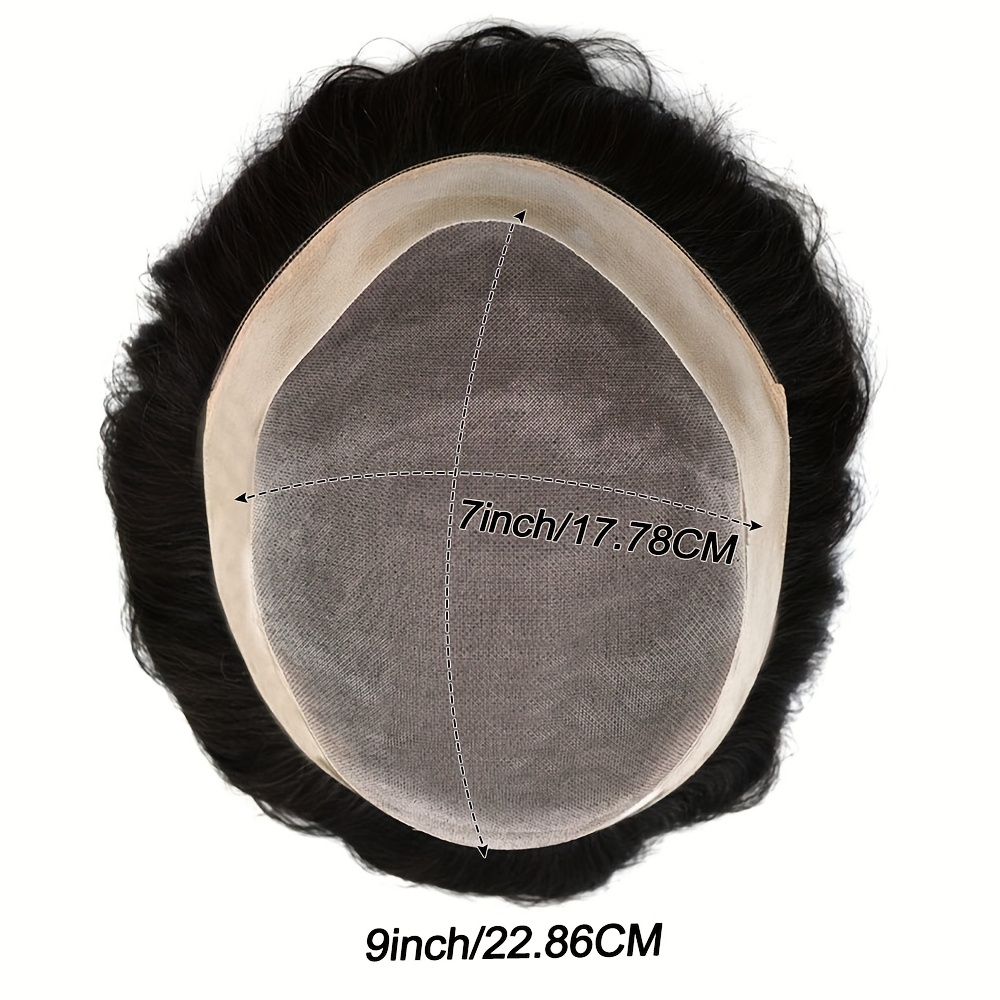 Image of Men's Hairpiece Made From Fine Mono Npu Indian Hair, Featuring Hairline And Super Thin Skin. This 7x9 Lace Replacement System Has A Density Of 180% And A Length Of 6 Inches