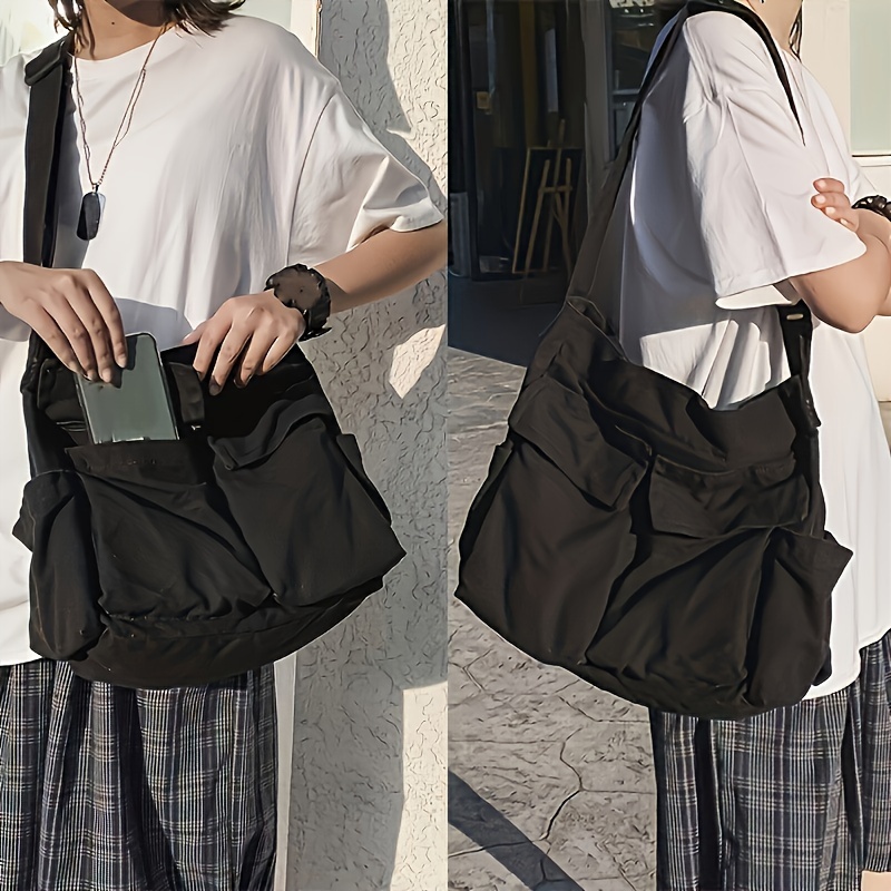

Vintage Canvas Messenger Bag, Casual Travel Crossbody Bag, Multi Pocket Shoulder Bag