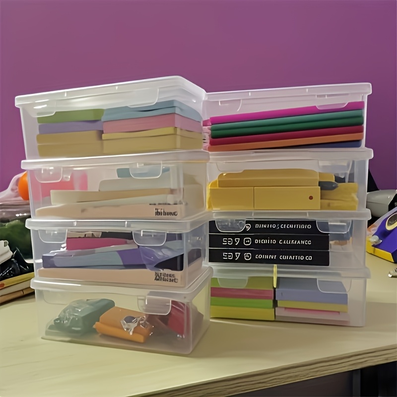 8pcs 4pcs containers and 4pcs lids large clear storage boxes with lids heavy duty organizing bins stackable containers for office arts and crafts lightweight and portable   lid     organization and storage