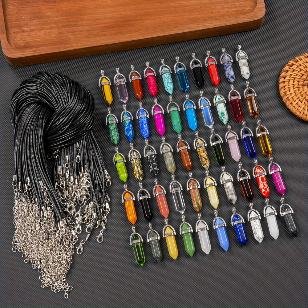 

60pcs Pendant Set, Black Pu Leather Necklace Chains, Jewelry Gift Set (30 Pendants + 30 Chains)