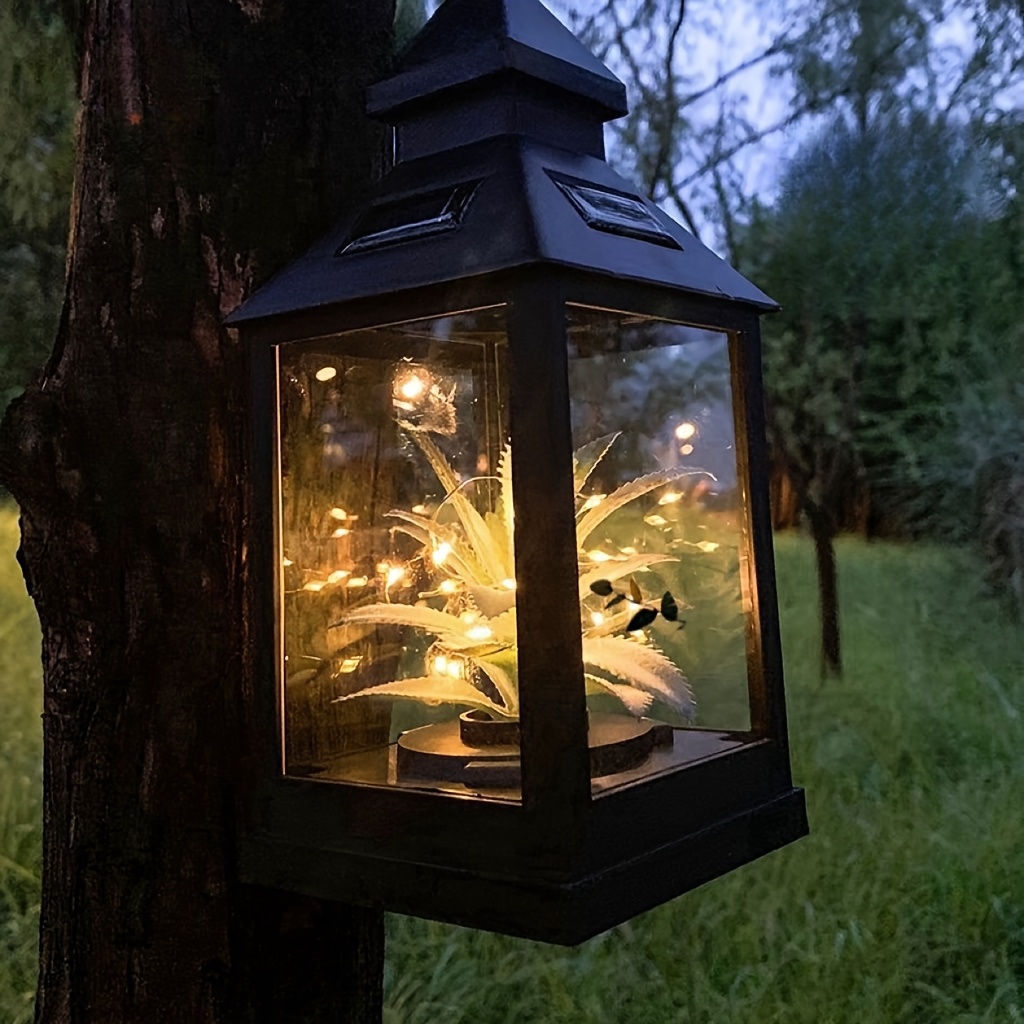 Image of Solar-powered Plant Wind Lantern Outdoor Lighting Garden Decorative Landscape Lamp For Courtyard, Balcony, Terrace, Tabletop Festive Decoration - Halloween, Christmas, New Year