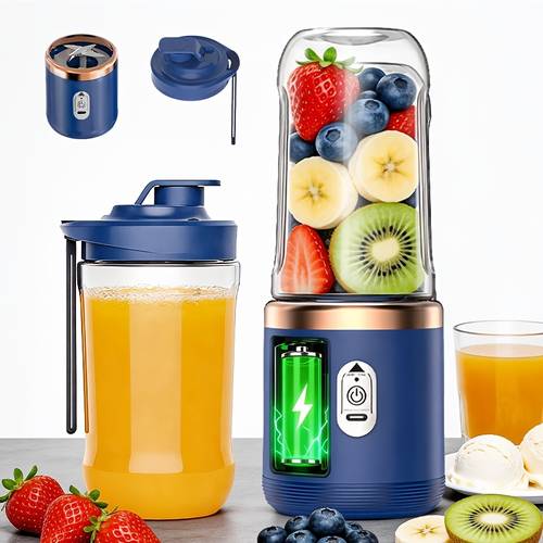 item picture portable 6 blade multifunctional juicer with two detachable cups easy to blender usb rechargeable gift for home outdoor trips thanksgiving christmas and halloween