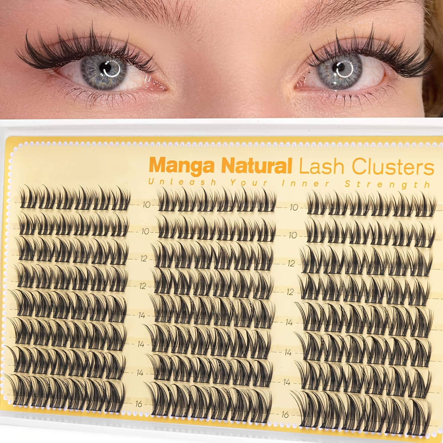 Image of Cartoon Eyelash Cluster, Pointed Natural Fluffy Soft Eyelash Extension Style, 10-16mm Mixed Type Lightweight Cluster Eyelashes, Suitable For Daily Use And Cat Eye Makeup
