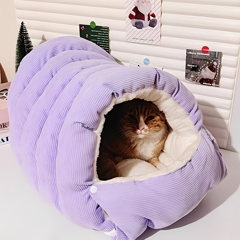Large And Thick Cat Bed     Removable And Washable, Providing   in Winter, Designed to Offer a Feeling of Safety,   for Any Season,   Used As a Cat House Or Dog Bed