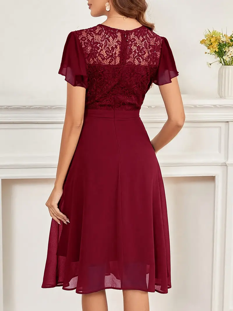 womens elegant a line midi party dress sequin lace ruffle - Temu womens elegant a line midi party dress sequin lace ruffle - Temu