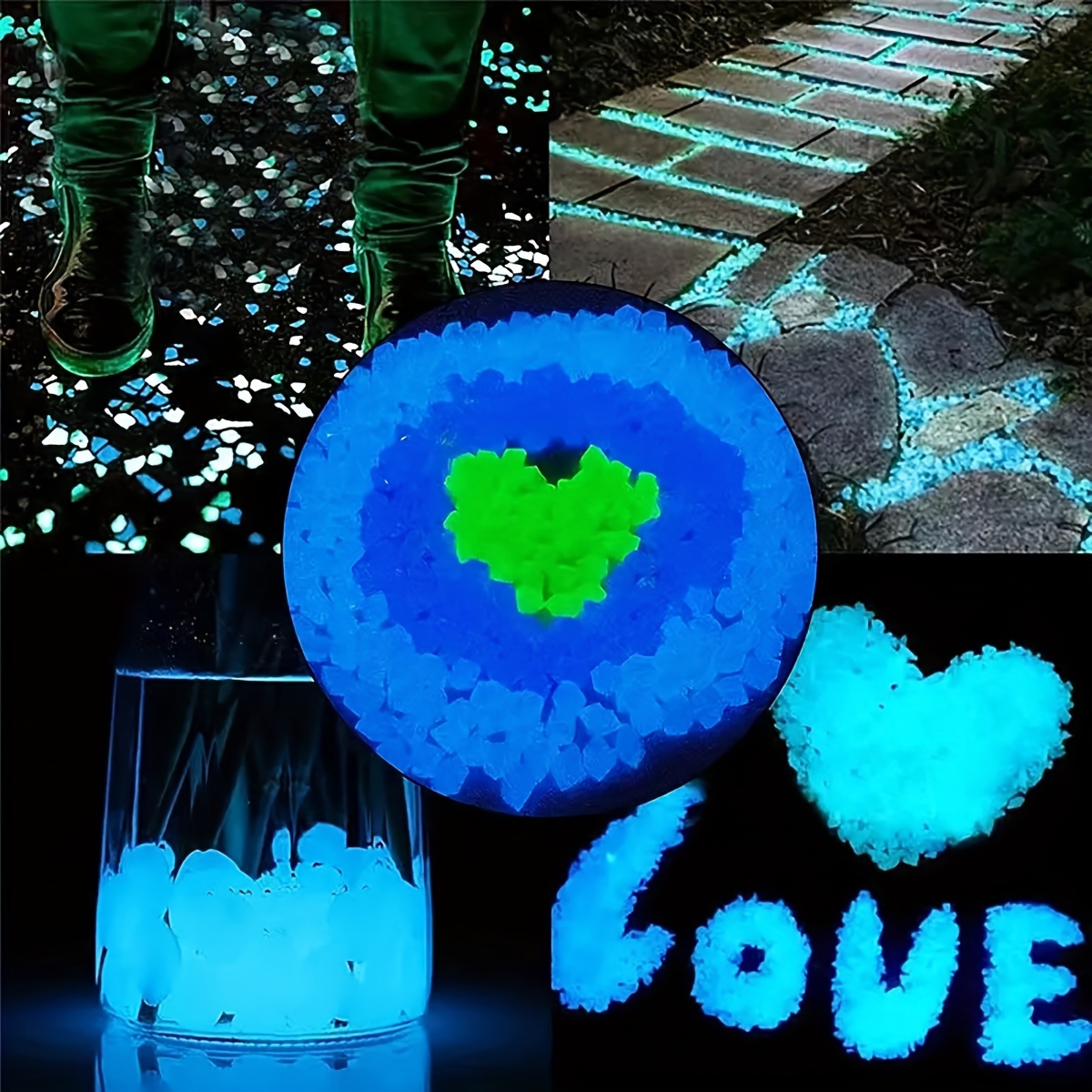 300 Pietre Luminose Per Giardino - Fluorescenti, Resina, 1-3 Cm, Per Decorazioni
