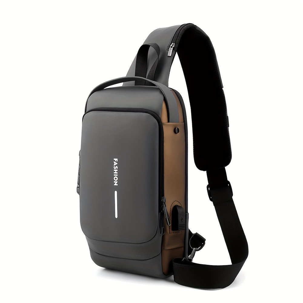 TEMU Men's Anti-theft Password Lock Chest Bag, Fashionable Motorcycle And Casual Sports Crossbody Bag, Durable Fabric Adjustable Shoulder Strap,
