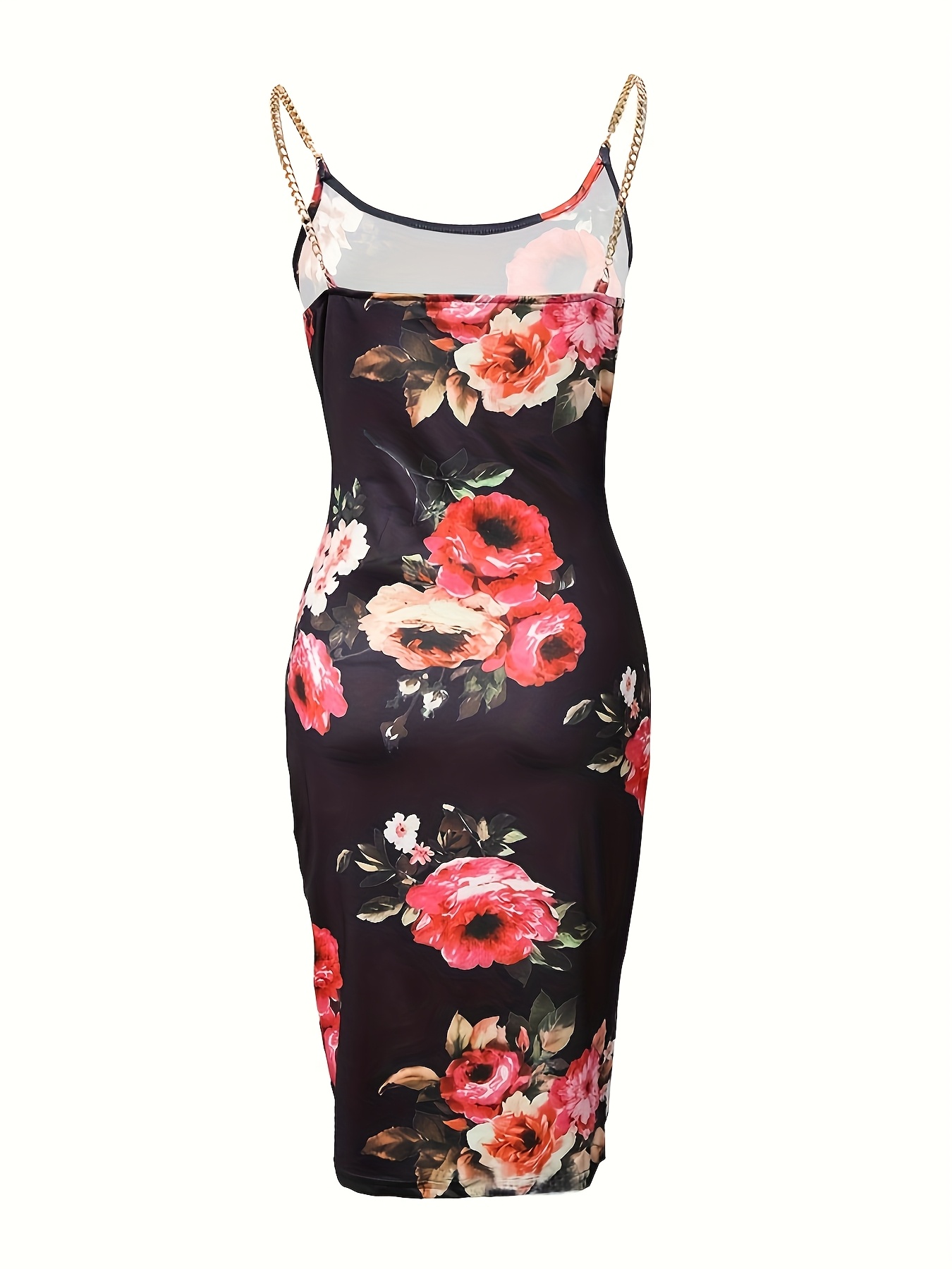 elegant floral print sleeveless bodycon midi dress metal - Temu Oman