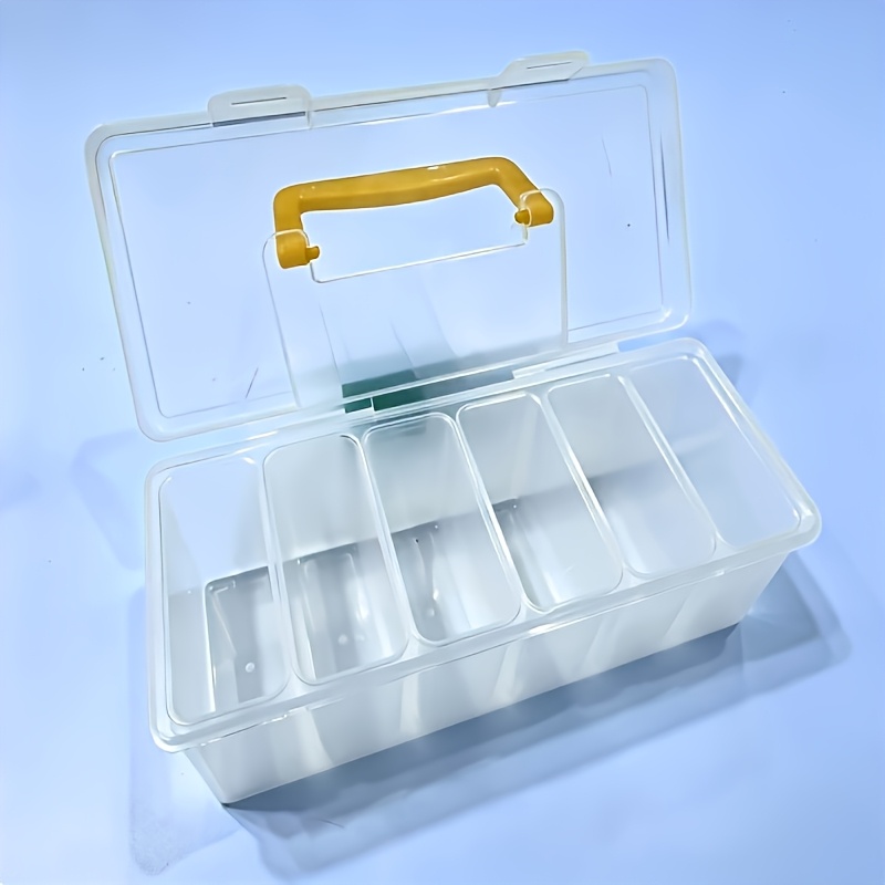 TEMU Boîte de Rangement d'Outils Portable Transparente 7-en-1 à Compartiments Multiples, Organisateur Domestique pour Vis, Clés et Accessoires de