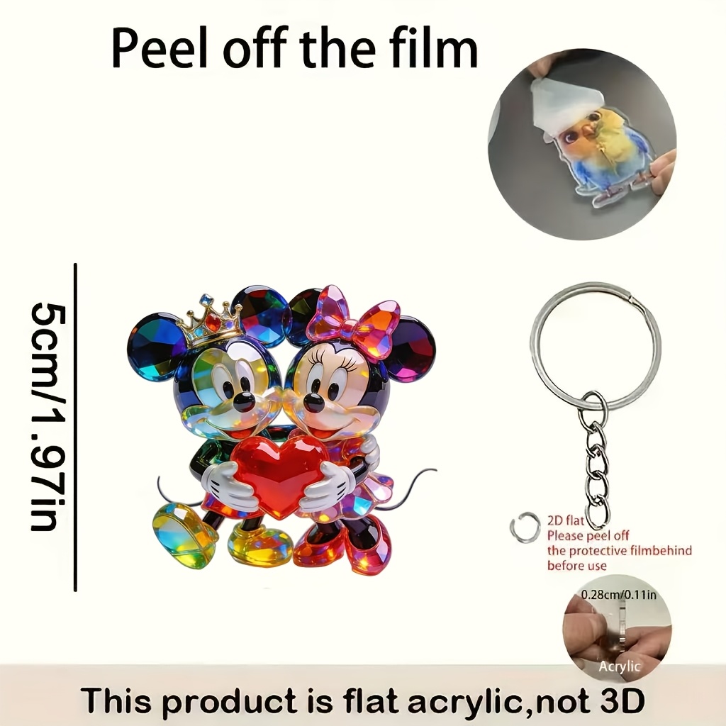 E-shop 2D-Flach, [2D-Flach] ., Süßer Minnie Maus Acryl-Schlüsselanhänger, Funkelnder, Praktischer, Schöner Neuartiger Schlüsselanhänger/Schlüsselring,