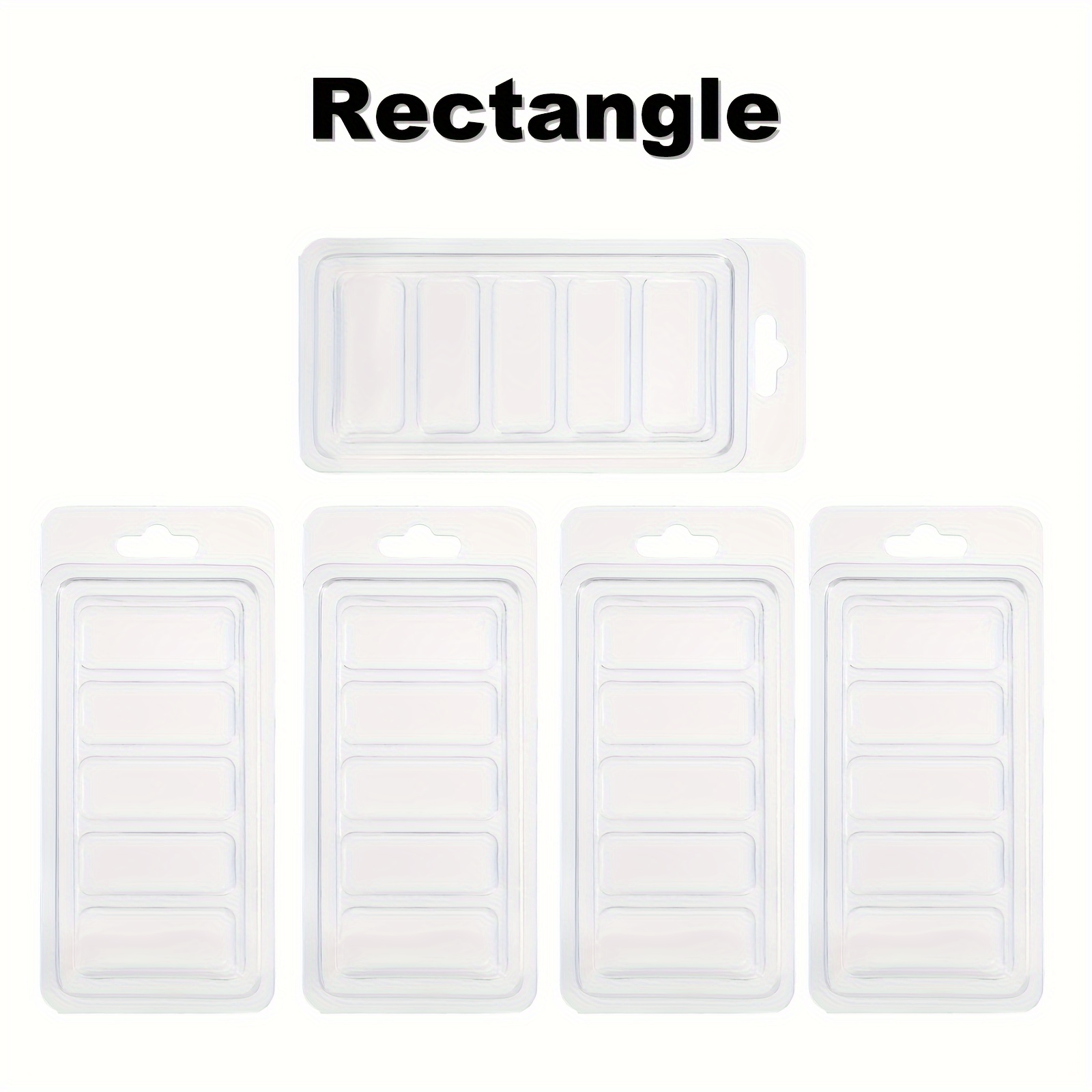 Image of 5pcs Wax Melt Containers-5/6 Clear Empty Plastic Wax Melt Molds- Rectangle Heart Shape Pentacle Shape Clamshells For Tarts Wax Melts, Candle Wax Molds Cube Trays Clam Shells For Wax Melts Candles