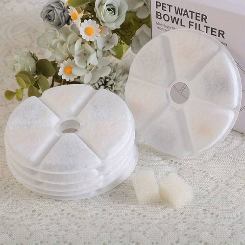 cat fountain replacement filters 6pcs cat fountain carbon filter and 2pcs sponge for pet multiple filtration pet water fountain replacement filter for keeping and clean