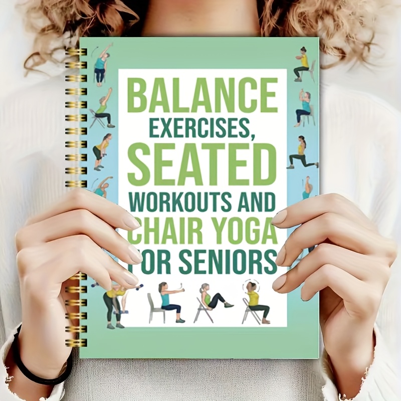 50-Page Chair Yoga Exercise Book for Seniors & Adults - Elderly Seated Yoga Poses Guide with Chair Squats, Balance Training & Stretching - Spiral Bound-like Binding (No Binding Removal) - Home, Gym, Nursing Home Fitness Log & Planner - Image 2