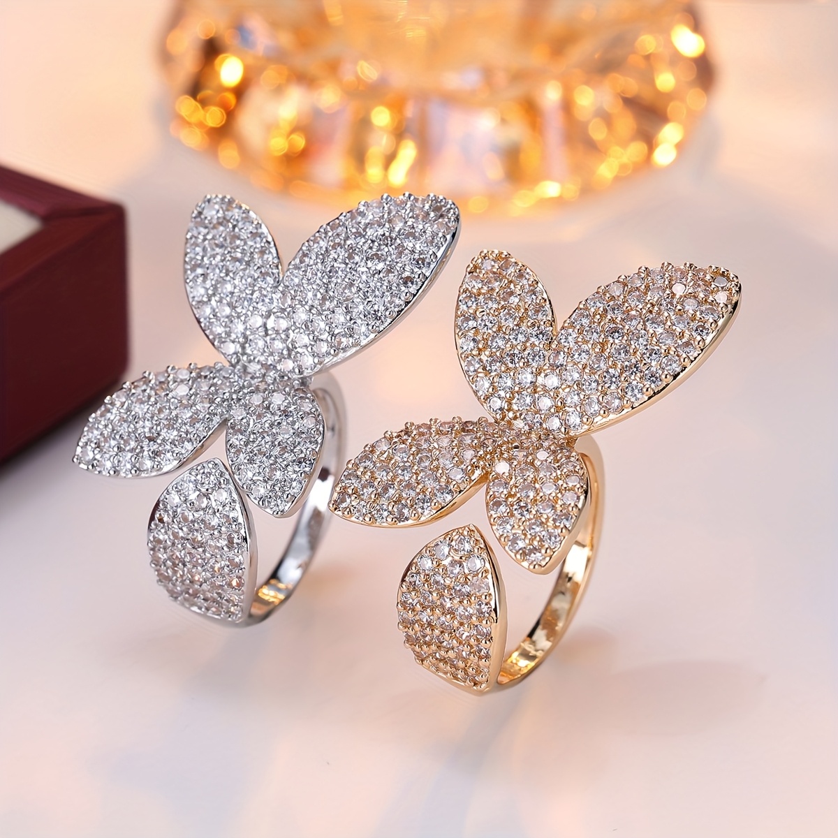 Open Ring Synthetic Zirconia Butterfly Wedding Banquet