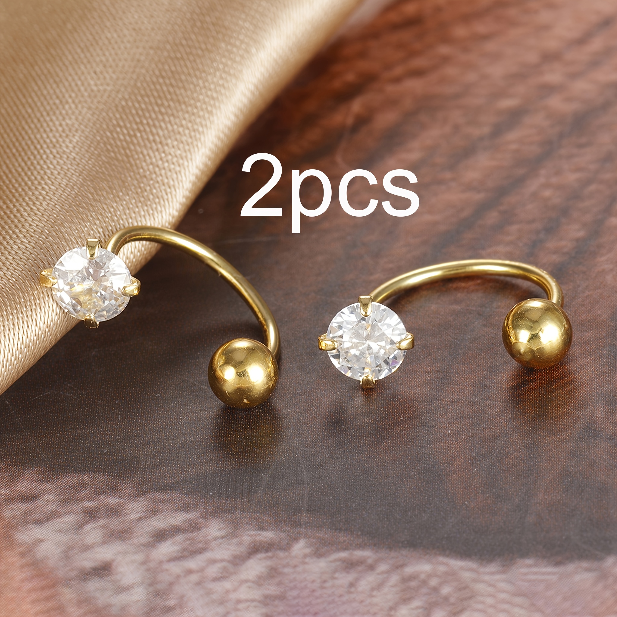 1pc/2pcs Easy Cute Inlaid Synthetic Zirconia C Shape Earrings, Screw , Fashionable And Elegant Style For Women, Suitable For Daily And Holiday Wear, Valentine's Day Gifts, Party Gifts