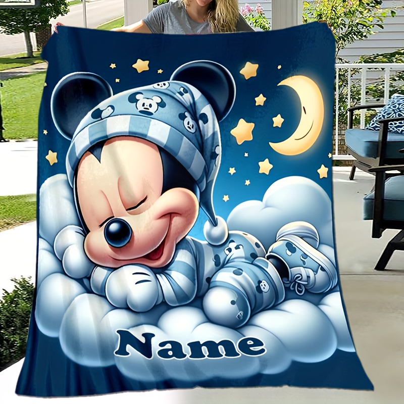 TEMU Customizable Mouse Print Flannel Blanket - Bed, Sofa, Chair, Picnic Use | Ideal Christmas & Halloween Gift, Use, Picnic Blanket | Durable Fabric