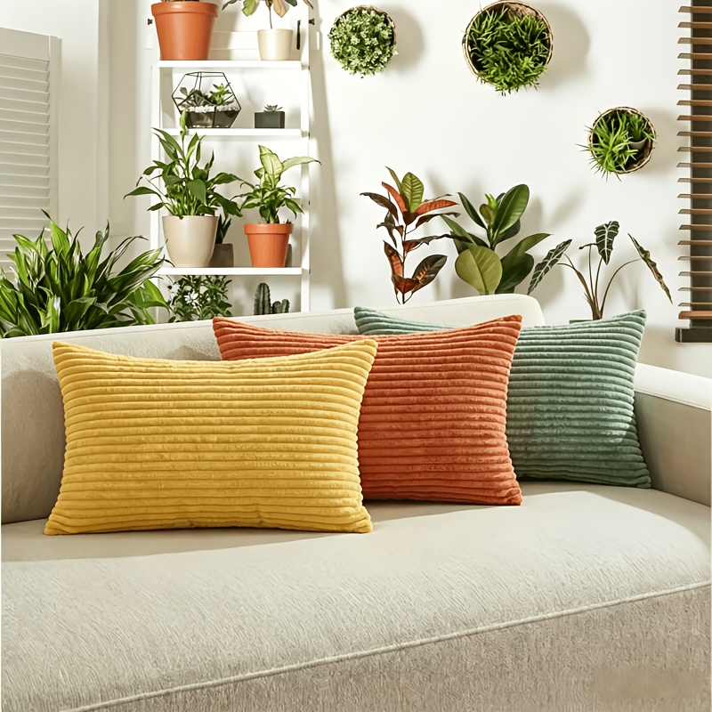TEMU 3pcs French Style Throw Pillow Covers - Solid Covers With Zipper Closure, Soft Machine Washable Suitable For Sofa Bed, Neutral Tones For Modern