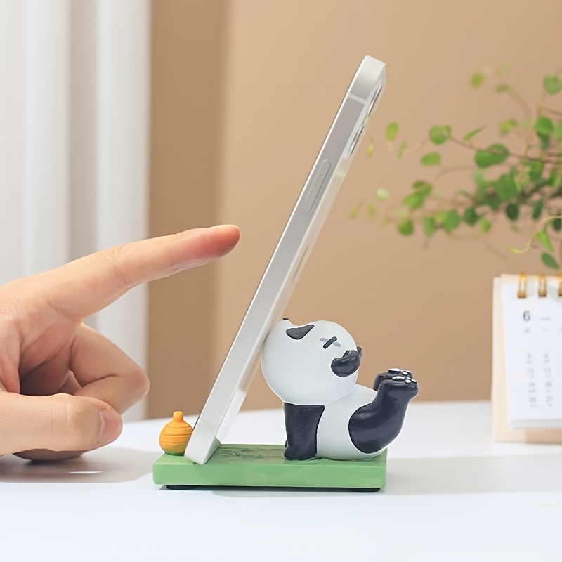 1 cute panda phone holder - cartoon resin desktop    , home office decoration, reliable and stable hold, durable glossy   0