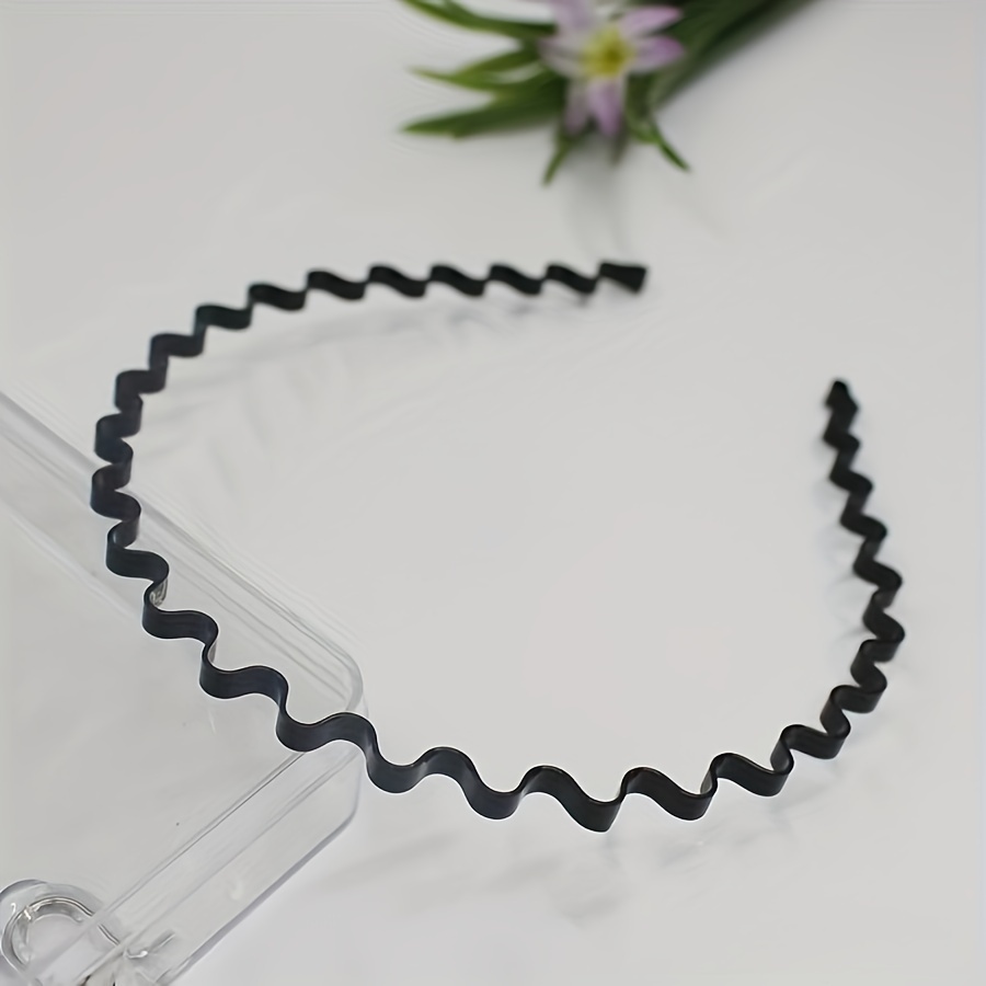 

Solid Color Wavy Hair Band Broken Hair Finishing Head Band Non Slip Hair Hoop For Daily Uses