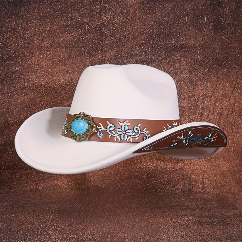 a unisex vintage felt western cowboy turquoise - Temu display picture 2