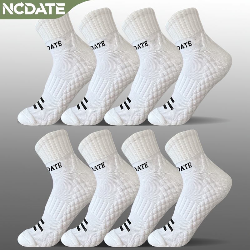 TEMU 4 Pairs Of Unisex Ncdate Solid And Ankle Socks, Breathable, Soft, Comfortable, With A Non-slip Towel Bottom, Moisture-wicking, Suitable For