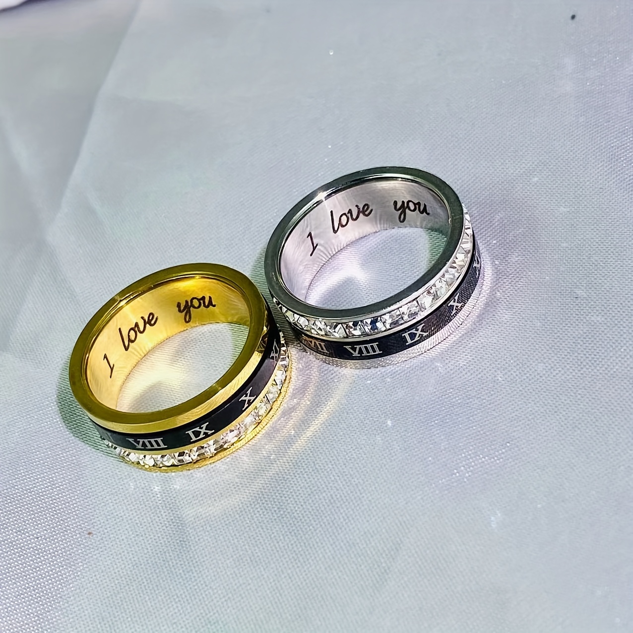 personalized anniversary wedding birthday ring custom roman   vi ix xii engraved name date rotatable band durable stainless steel jewelry gift for women men   valentines christmas present affordable   wedding jewelry synthetic stone embellishments holiday keepsake stylish accessory     mens jewelry Product details 7