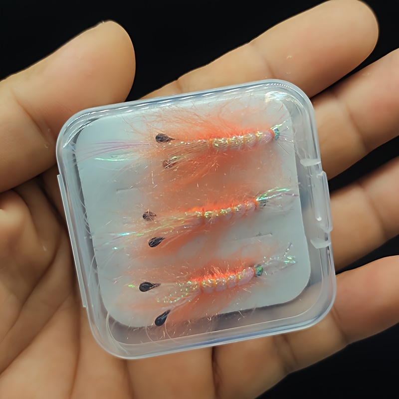 TEMU 3 piezas por de camarones para , para y de . Señuelos de rojos y esponjosos para pesca con . Disponible en tamaños de anzuelo: 4#, 6#, 8# y 10#.