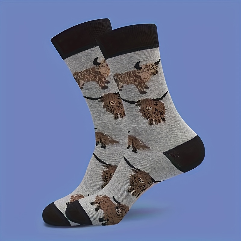 E-shop 1 Paar neuartige und interessante Socken mit Kuhmuster, bequeme, atmungsaktive Mid-Calf Socken