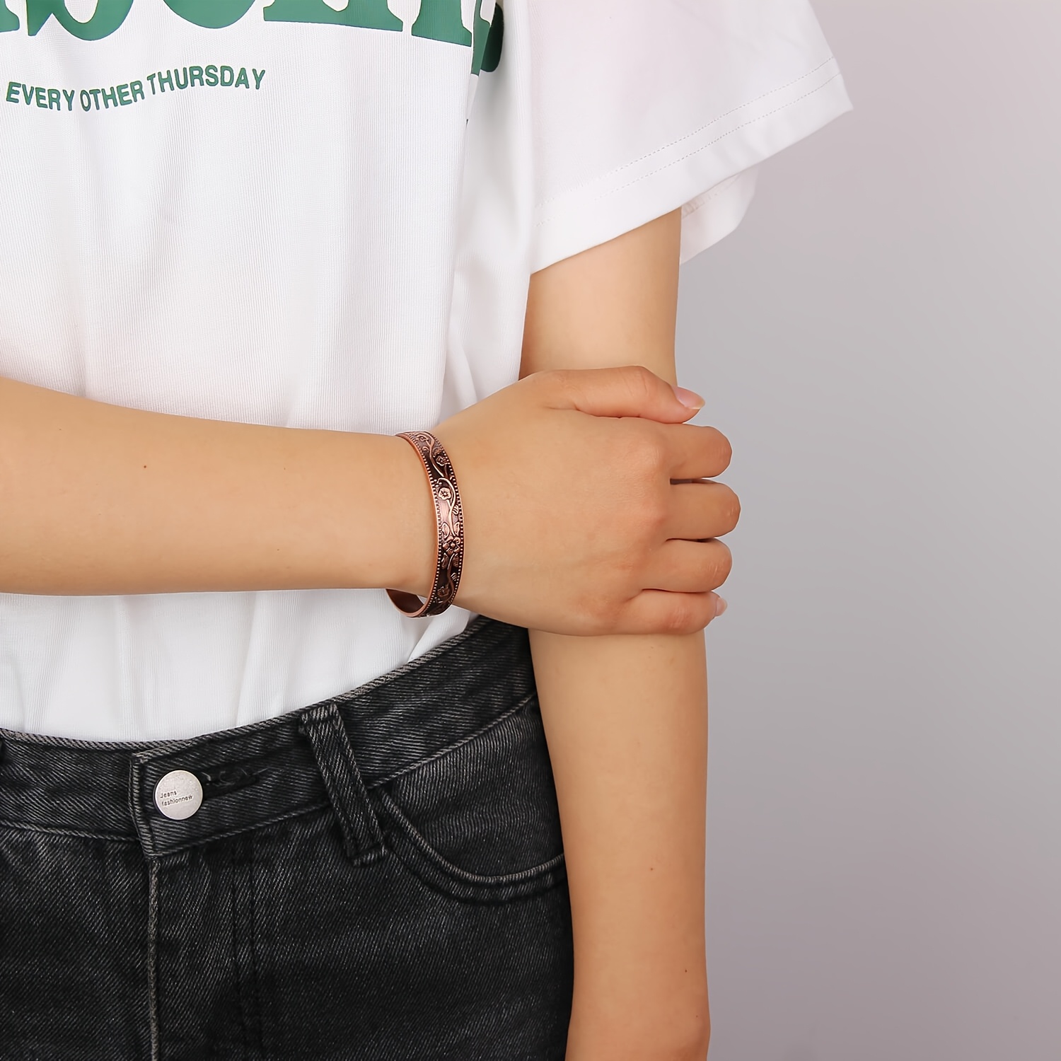 Copper Plum Blossom Bangle & Ring Set