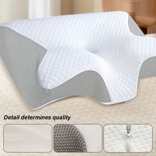 immagine dell'articolo Cuscino per il collo confortevole in memory foam, adatto a chi dorme su un fianco, sulla schiena e sulla pancia - Design sagomato, morbido ma fermo, nero, rilassa le spalle, solido