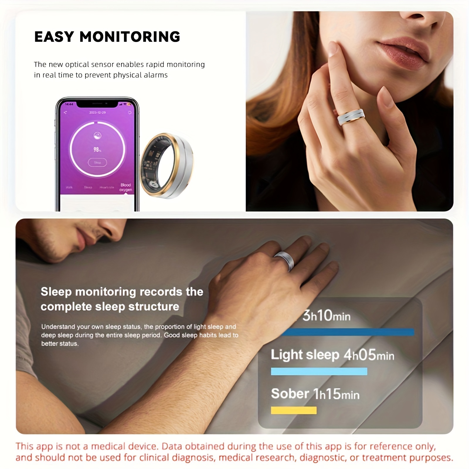 Wearable Ring For Health Tracking, Monitoring Suitable For Outdoor  Sports For Women And