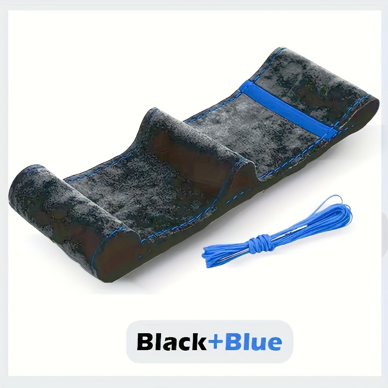 TEMU 1pc Hand-sewn Faux Leather Steering Wheel Cover Fur Flip Retro Stitched Breathable Anti-slip Sweat-absorbent Universal Fit Car Accessory