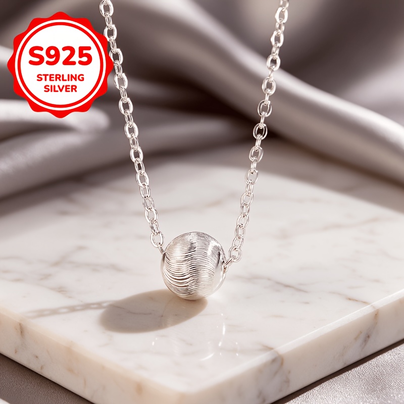 Women's 925 Silver Cat's Eye Bead Clavicle Chain Necklace
