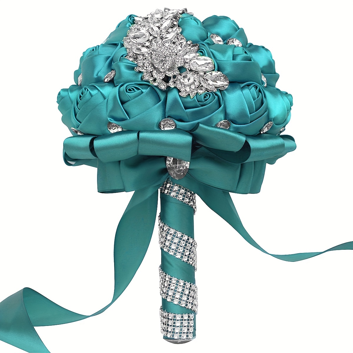 zamonaviy to'y buketi, porloq kristallar bilan, polyester va spandex, qo'l bilan ushlash uchun to'y gulchambari, w445 tafsilotlari 39